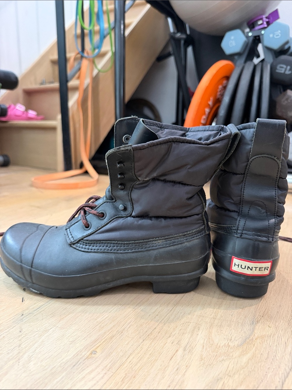 Hunter Black Lace-Up Padded Waterproof Boots